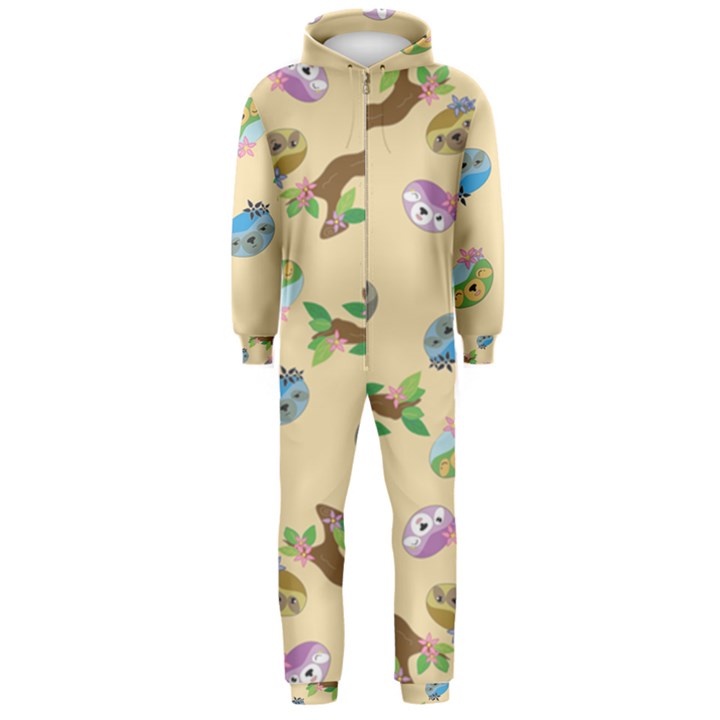 Sloth Neutral Color Cute Cartoon Hooded Jumpsuit (Men) 