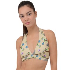 Sloth Neutral Color Cute Cartoon Halter Plunge Bikini Top by HermanTelo