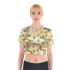 Sloth Neutral Color Cute Cartoon Cotton Crop Top