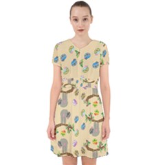 Sloth Neutral Color Cute Cartoon Adorable In Chiffon Dress