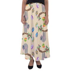 Sloth Neutral Color Cute Cartoon Flared Maxi Skirt