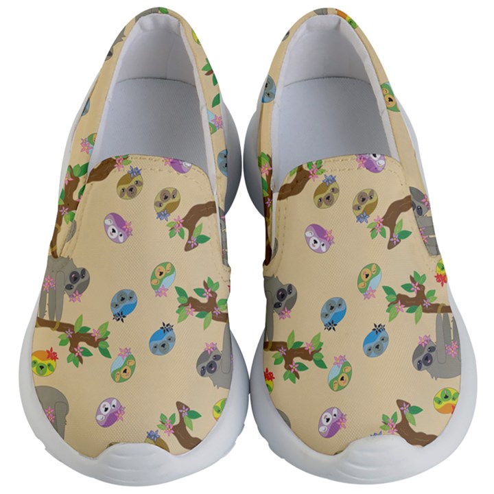 Sloth Neutral Color Cute Cartoon Kids  Lightweight Slip Ons