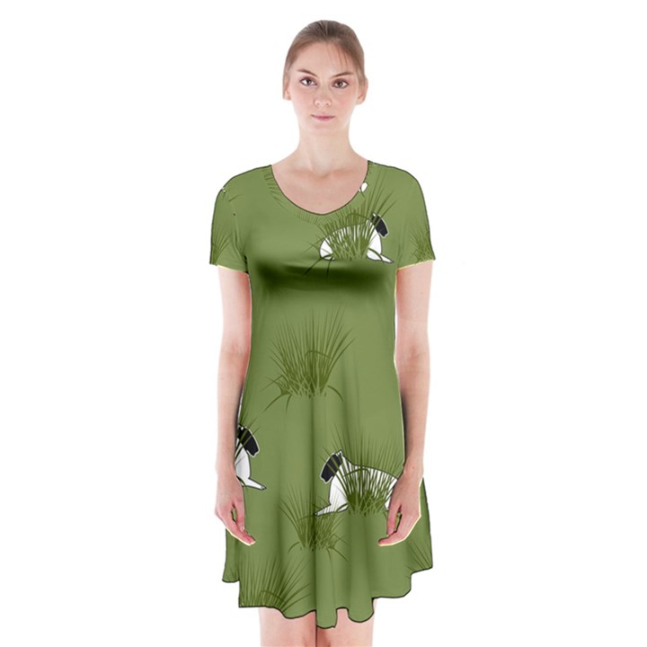 Sheep Lambs Short Sleeve V-neck Flare Dress