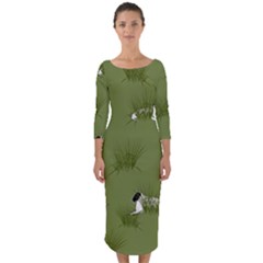 Sheep Lambs Quarter Sleeve Midi Bodycon Dress