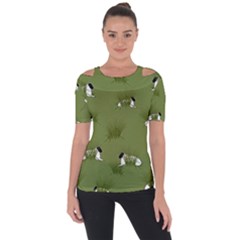 Sheep Lambs Shoulder Cut Out Short Sleeve Top