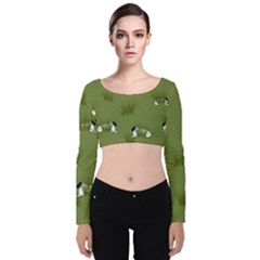 Sheep Lambs Velvet Long Sleeve Crop Top