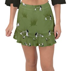 Sheep Lambs Fishtail Mini Chiffon Skirt