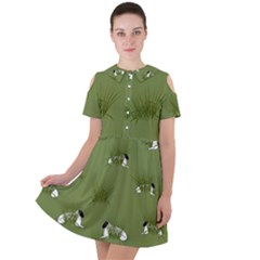 Sheep Lambs Short Sleeve Shoulder Cut Out Dress 