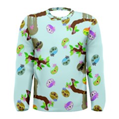 Sloth Aqua Blue Cute Cartoon Tile Green Men s Long Sleeve Tee by HermanTelo