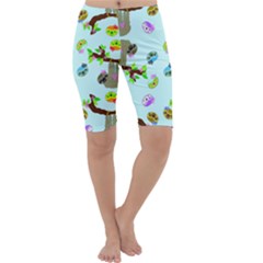 Sloth Aqua Blue Cute Cartoon Tile Green Cropped Leggings  by HermanTelo