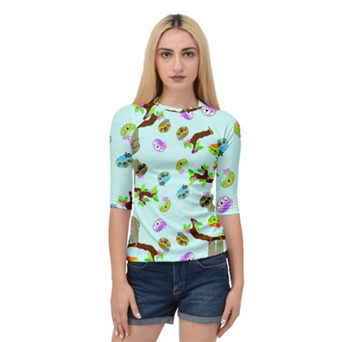 Sloth Aqua Blue Cute Cartoon Tile Green Quarter Sleeve Raglan Tee by HermanTelo