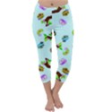 Sloth Aqua Blue Cute Cartoon Tile Green Capri Winter Leggings  View1