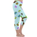 Sloth Aqua Blue Cute Cartoon Tile Green Capri Winter Leggings  View3