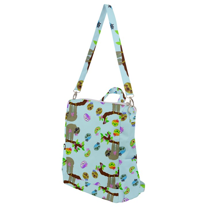 Sloth Aqua Blue Cute Cartoon Tile Green Crossbody Backpack