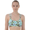 Sloth Aqua Blue Cute Cartoon Tile Green Line Them Up Sports Bra View1