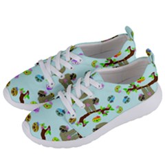 Sloth Aqua Blue Cute Cartoon Tile Green Women s Lightweight Sports Shoes