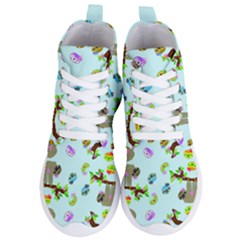 Sloth Aqua Blue Cute Cartoon Tile Green Women s Lightweight High Top Sneakers by HermanTelo