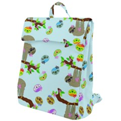 Sloth Aqua Blue Cute Cartoon Tile Green Flap Top Backpack