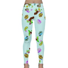 Sloth Aqua Blue Cute Cartoon Tile Green Lightweight Velour Classic Yoga Leggings by HermanTelo