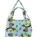 Sloth Aqua Blue Cute Cartoon Tile Green Double Compartment Shoulder Bag View2