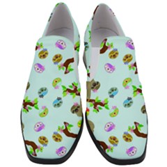 Sloth Aqua Blue Cute Cartoon Tile Green Slip On Heel Loafers by HermanTelo