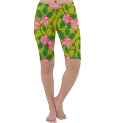 Roses Flowers Pattern Bud Pink Cropped Leggings  by HermanTelo