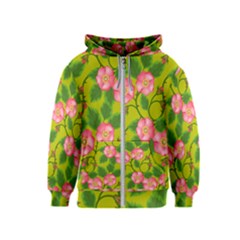 Roses Flowers Pattern Bud Pink Kids  Zipper Hoodie by HermanTelo