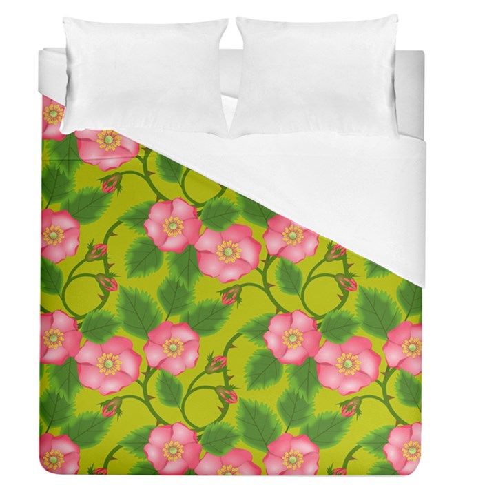 Roses Flowers Pattern Bud Pink Duvet Cover (Queen Size)