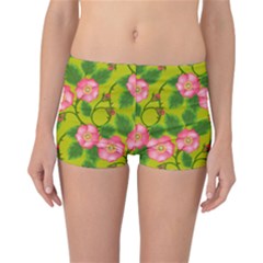 Roses Flowers Pattern Bud Pink Reversible Boyleg Bikini Bottoms