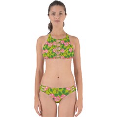 Roses Flowers Pattern Bud Pink Perfectly Cut Out Bikini Set