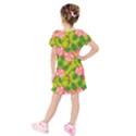 Roses Flowers Pattern Bud Pink Kids  Short Sleeve Velvet Dress View2