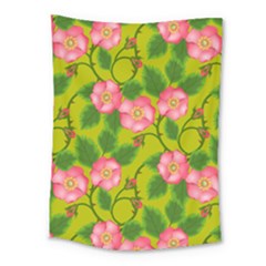 Roses Flowers Pattern Bud Pink Medium Tapestry