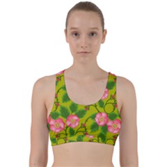 Roses Flowers Pattern Bud Pink Back Weave Sports Bra by HermanTelo