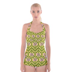 Texture Nature Erica Boyleg Halter Swimsuit 