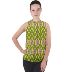 Texture Nature Erica Mock Neck Chiffon Sleeveless Top