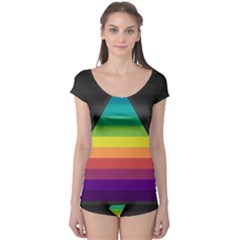 Background Rainbow Stripes Bright Boyleg Leotard  by Pakrebo