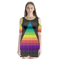 Background Rainbow Stripes Bright Shoulder Cutout Velvet One Piece by Pakrebo