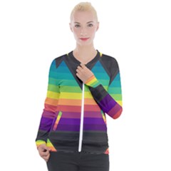 Background Rainbow Stripes Bright Casual Zip Up Jacket