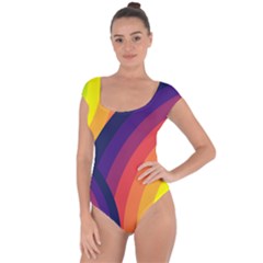 Background Rainbow Colors Colorful Short Sleeve Leotard  by Pakrebo