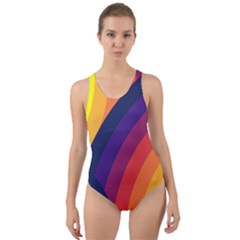 Background Rainbow Colors Colorful Cut-out Back One Piece Swimsuit by Pakrebo