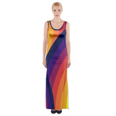 Background Rainbow Colors Colorful Maxi Thigh Split Dress by Pakrebo