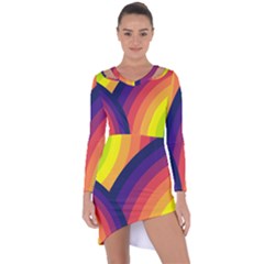 Background Rainbow Colors Colorful Asymmetric Cut-out Shift Dress by Pakrebo