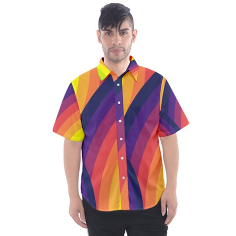 Background Rainbow Colors Colorful Men s Short Sleeve Shirt by Pakrebo