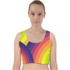 Background Rainbow Colors Colorful Velvet Racer Back Crop Top by Pakrebo