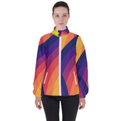 Background Rainbow Colors Colorful Women s High Neck Windbreaker by Pakrebo