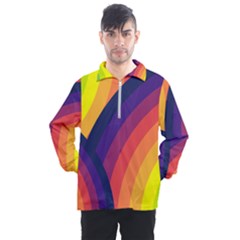 Background Rainbow Colors Colorful Men s Half Zip Pullover