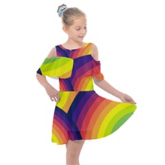 Background Rainbow Colors Colorful Kids  Shoulder Cutout Chiffon Dress by Pakrebo