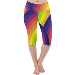 Background Rainbow Colors Colorful Lightweight Velour Cropped Yoga Leggings by Pakrebo