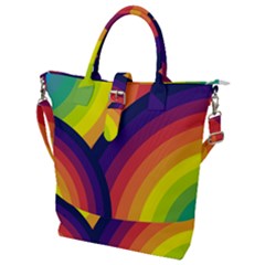 Background Rainbow Colors Colorful Buckle Top Tote Bag by Pakrebo