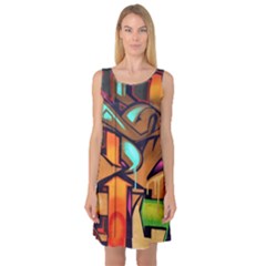 Graffiti Mural Street Art Wall Art Sleeveless Satin Nightdress by Pakrebo